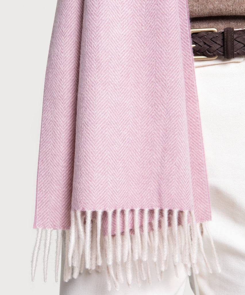 Large Cashmere Herringbone Scarf Miaki Swiss Made Womenswear