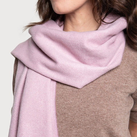 Large Cashmere Herringbone Scarf Miaki Swiss Made Womenswear