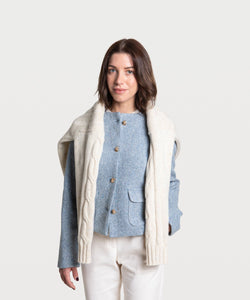 Light Blue / 34 Short Tweed Blazer Miaki Swiss Made Womenswear