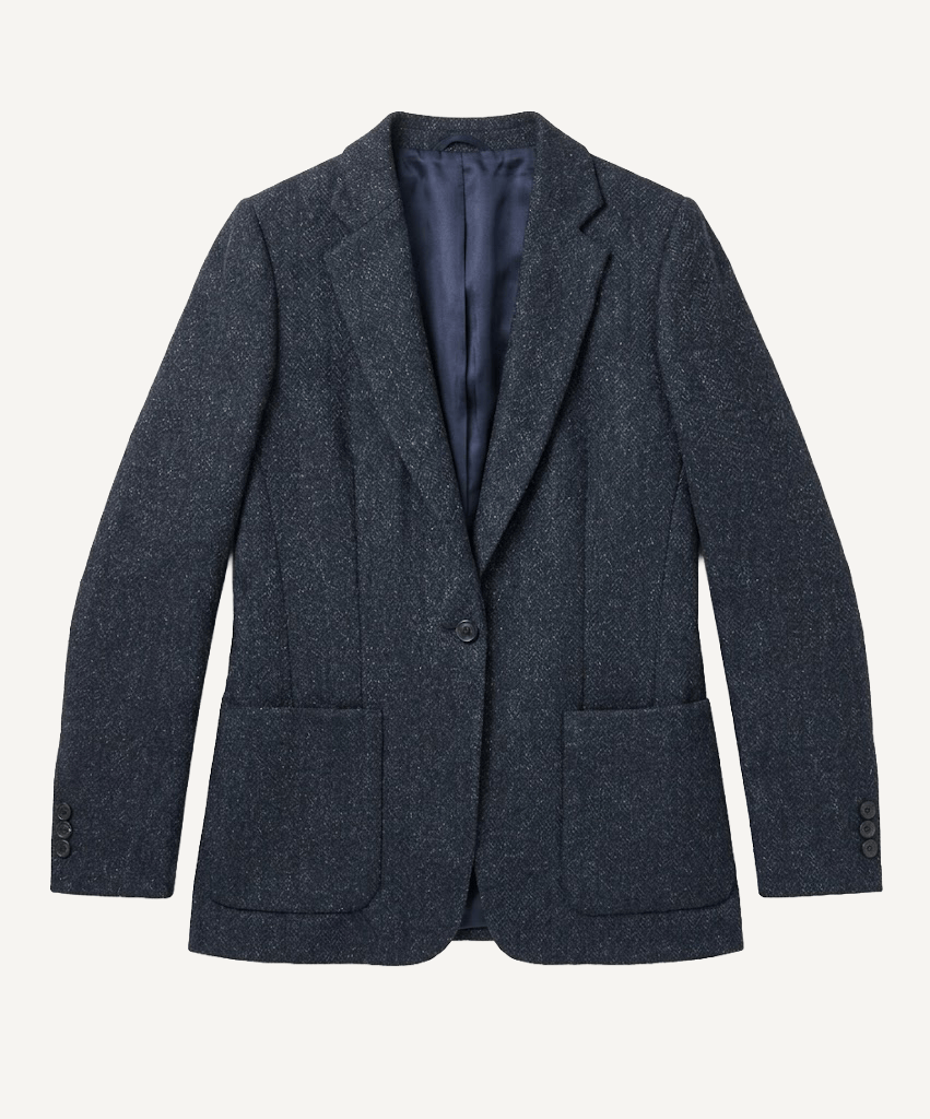 Entspannter Tweed-Blazer mit Fischgrätenmuster