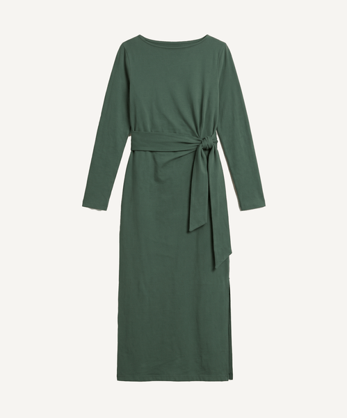 Dark Green / XS Long Sleeve Jersey Knot Dress Miaki Swiss Made Womenswear