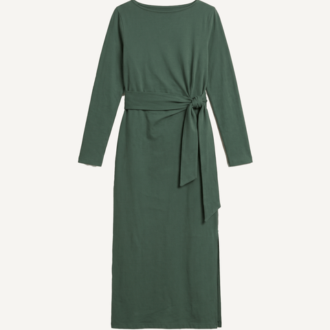 Dark Green / XS Long Sleeve Jersey Knot Dress Miaki Swiss Made Womenswear