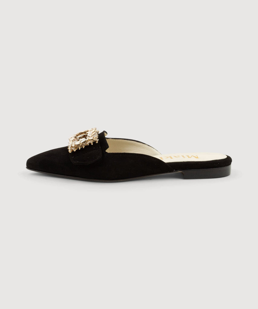 Suede Buckle Mule