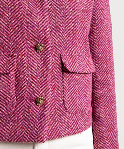 Short Herringbone Boucle Blazer