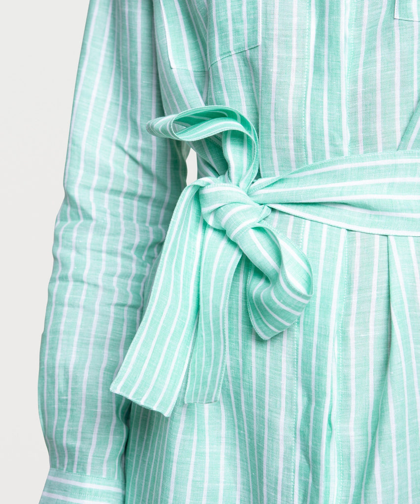 Gestreiftes Hemdblusenkleid aus Leinen