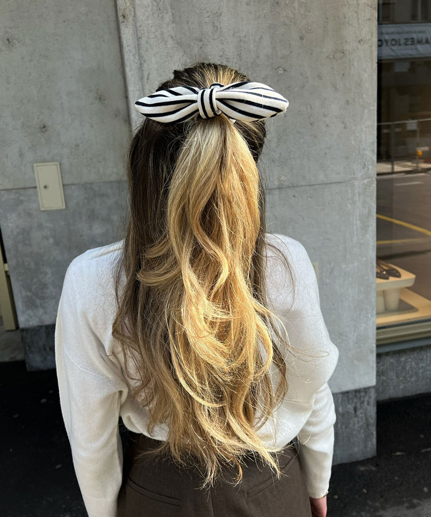 Striped Jersey Bow Scrunchie